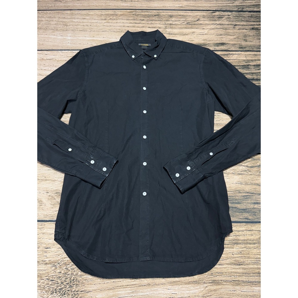 Diesel Black Gold Button Down Shirt Men Large Black Slim Fit Cotton Long Sleeve
